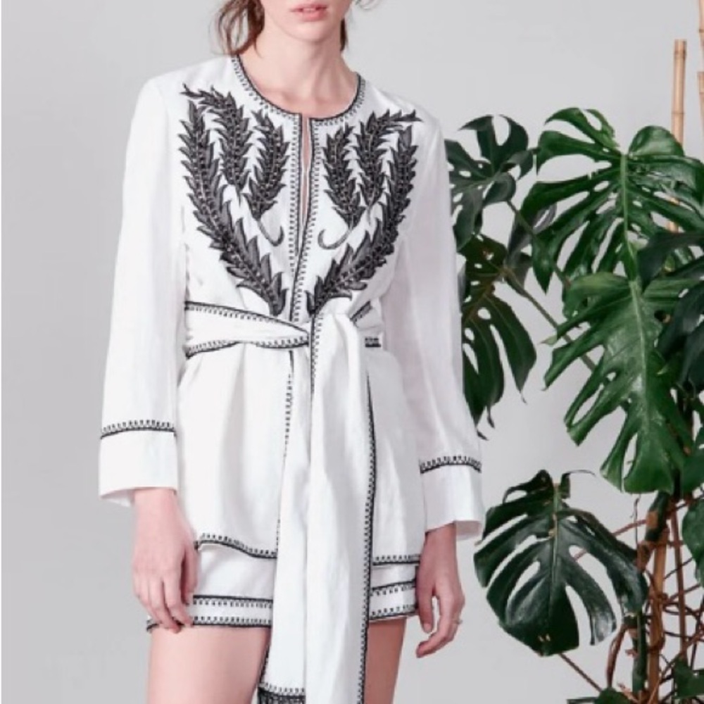 Calypso St. Barth White Black Embroid Oversized XS NWTMSRP $525 Cottagecore